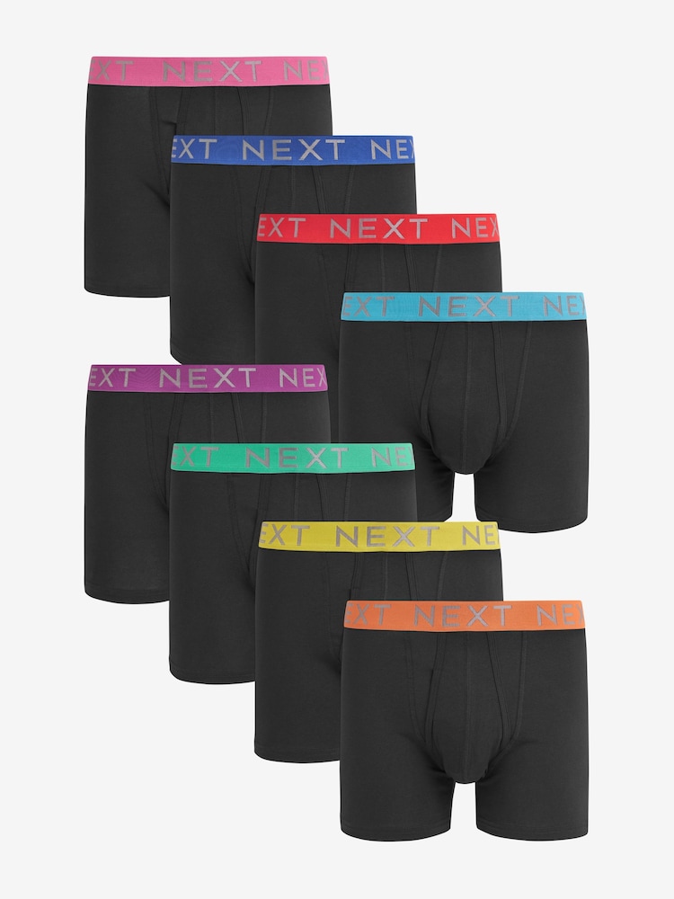 Black Bright Waistband A-Front Boxers 8 Pack - Image 1 of 13