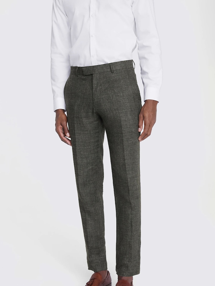 MOSS Khaki Green Tailored Linen Trousers - Image 1 of 3