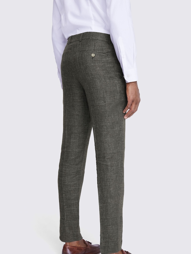 MOSS Khaki Green Tailored Linen Trousers - Image 2 of 3