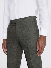MOSS Khaki Green Tailored Linen Trousers - Image 3 of 3