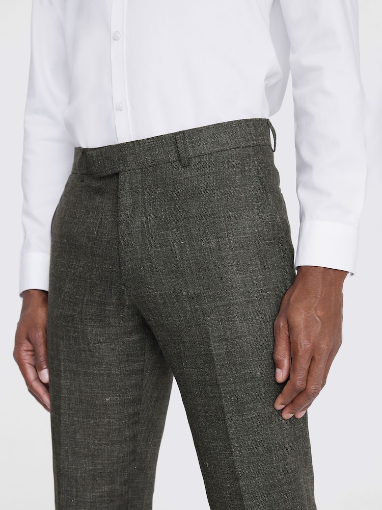 MOSS Khaki Green Tailored Linen Trousers - Image 3 of 3