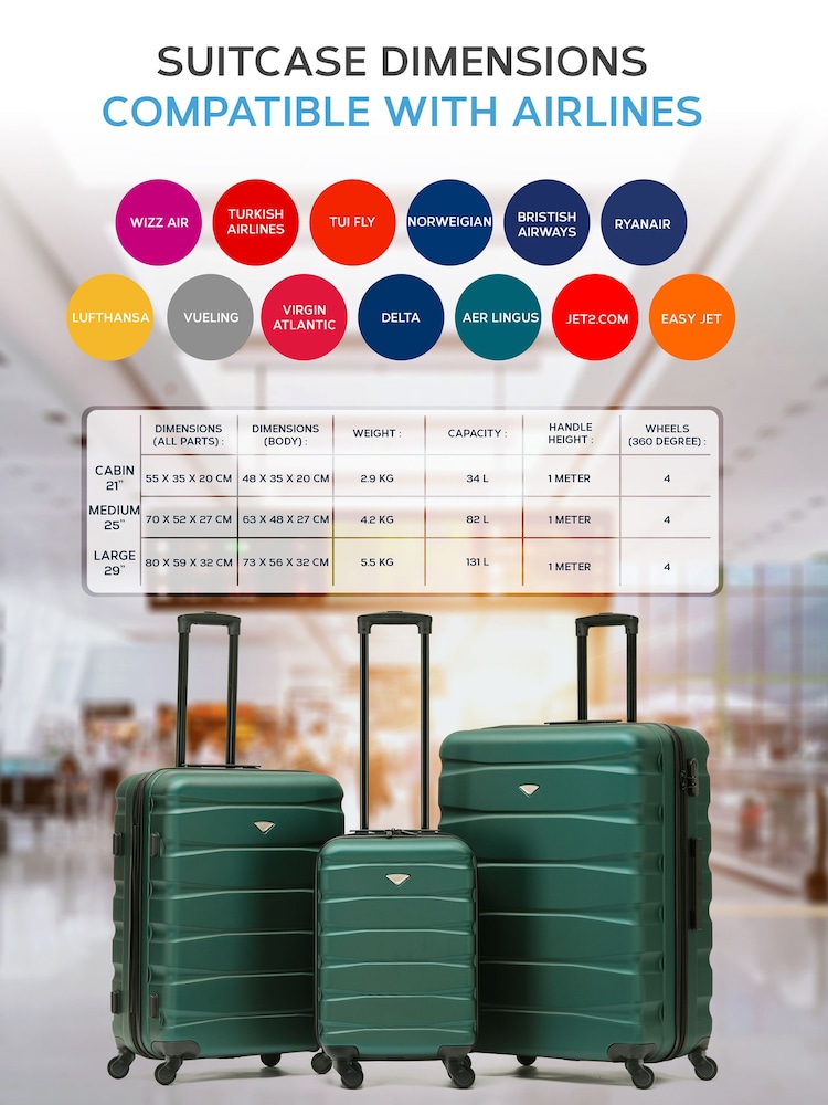Set Of 2 Large Check-In & Small Carry-On Hardcase Travel Suitcase - Image 2 of 6