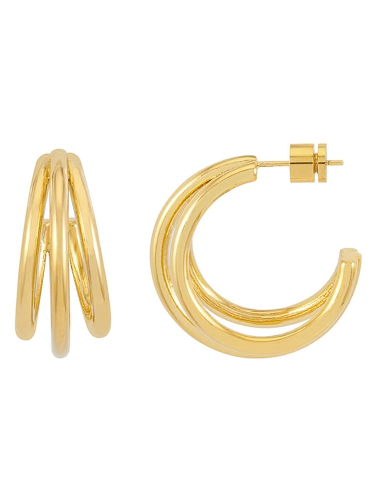 The Edit by Estella Bartlett Gold Tone Triple Hoop Earrings - Image 2 of 3 The Edit by Estella Bartlett Gold Tone Triple Hoop Earrings - Image 2 of 3
