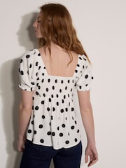 Apricot White Polka Dot Tie Front Top - Image 3 of 4