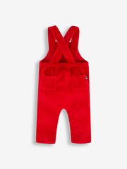 JoJo Maman Bébé Red Reindeer 2-Piece Velour Appliqué Dungaree & Top Set - Image 4 of 5