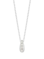 Estella Bartlett Silver Tone Pave Teardrop CZ Necklace - Image 2 of 4