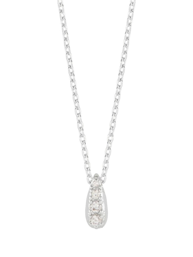 Estella Bartlett Silver Tone Pave Teardrop CZ Necklace - Image 2 of 4 Estella Bartlett Silver Tone Pave Teardrop CZ Necklace - Image 2 of 4