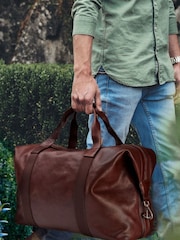 OSPREY LONDON Cognac Brown Toby Vintage Saddle Leather Weekend Bag - Image 1 of 5