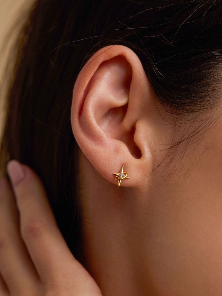 Estella Bartlett Gold Tone North Star Earrings - Image 1 of 3 Estella Bartlett Gold Tone North Star Earrings - Image 1 of 3