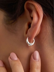 Estella Bartlett Silver Tone Silver Moon and Star Hoops - Image 1 of 3