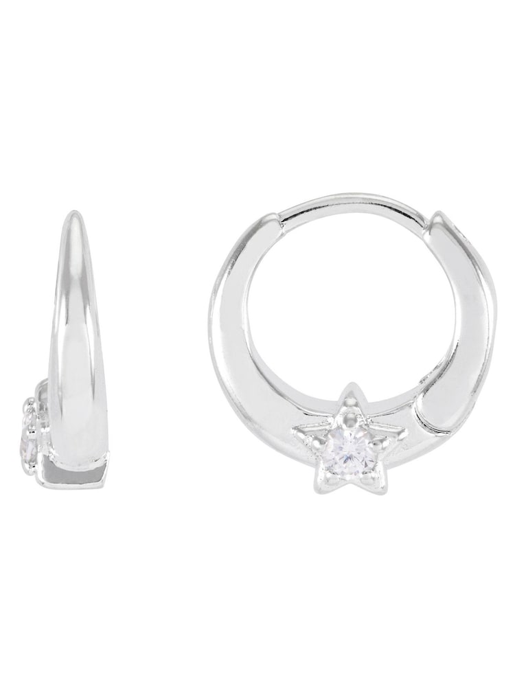 Estella Bartlett Silver Tone Silver Moon and Star Hoops - Image 2 of 3 Estella Bartlett Silver Tone Silver Moon and Star Hoops - Image 2 of 3