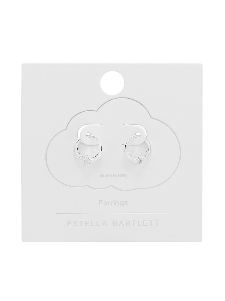 Estella Bartlett Silver Tone Silver Moon and Star Hoops - Image 3 of 3 Estella Bartlett Silver Tone Silver Moon and Star Hoops - Image 3 of 3