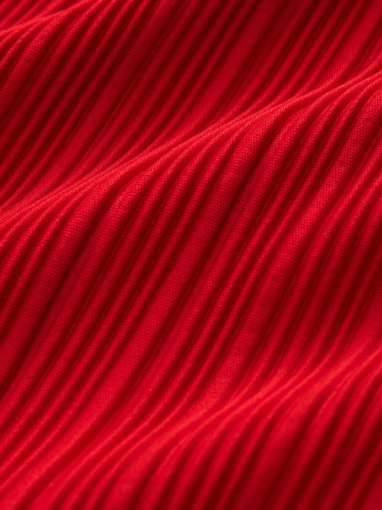 Red Long Sleeve Plissé Jumpsuit - Image 6 of 6