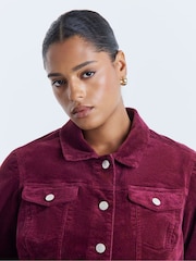 Simply Be Red Fur Collar Quilt Lined Faux Leather Jacket - Image 4 of 4