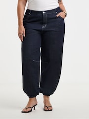 Simply Be Blue Cuffed Denim Balloon Jeans - Image 1 of 4