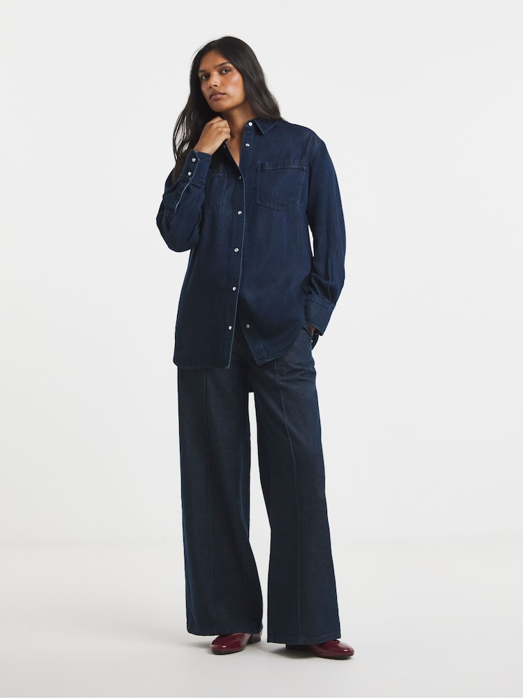 Simply Be Blue Ultimate Denim Shirt - Image 1 of 4 Simply Be Blue Ultimate Denim Shirt - Image 1 of 4