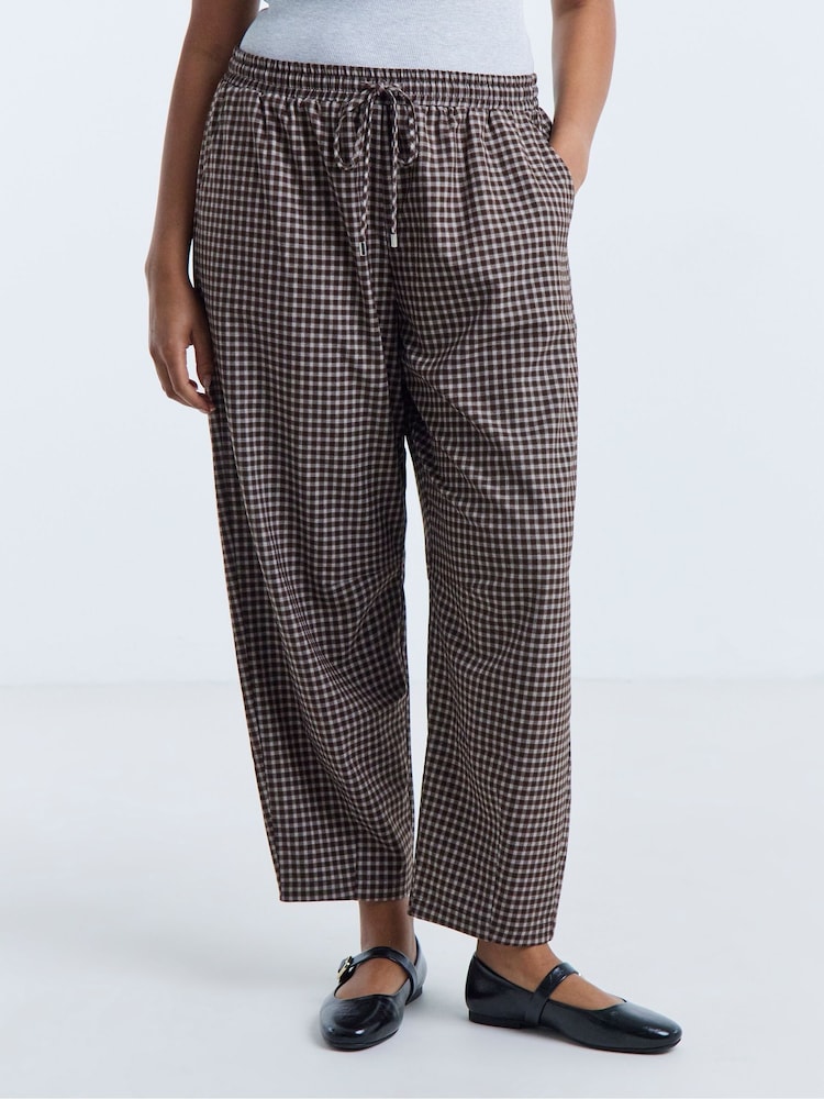 Simply Be Brown Tie Waist Balloon Leg Trousers - Image 1 of 4 Simply Be Brown Tie Waist Balloon Leg Trousers - Image 1 of 4