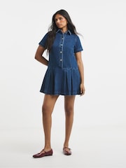 Simply Be Blue Denim Mod Dress - Image 1 of 4