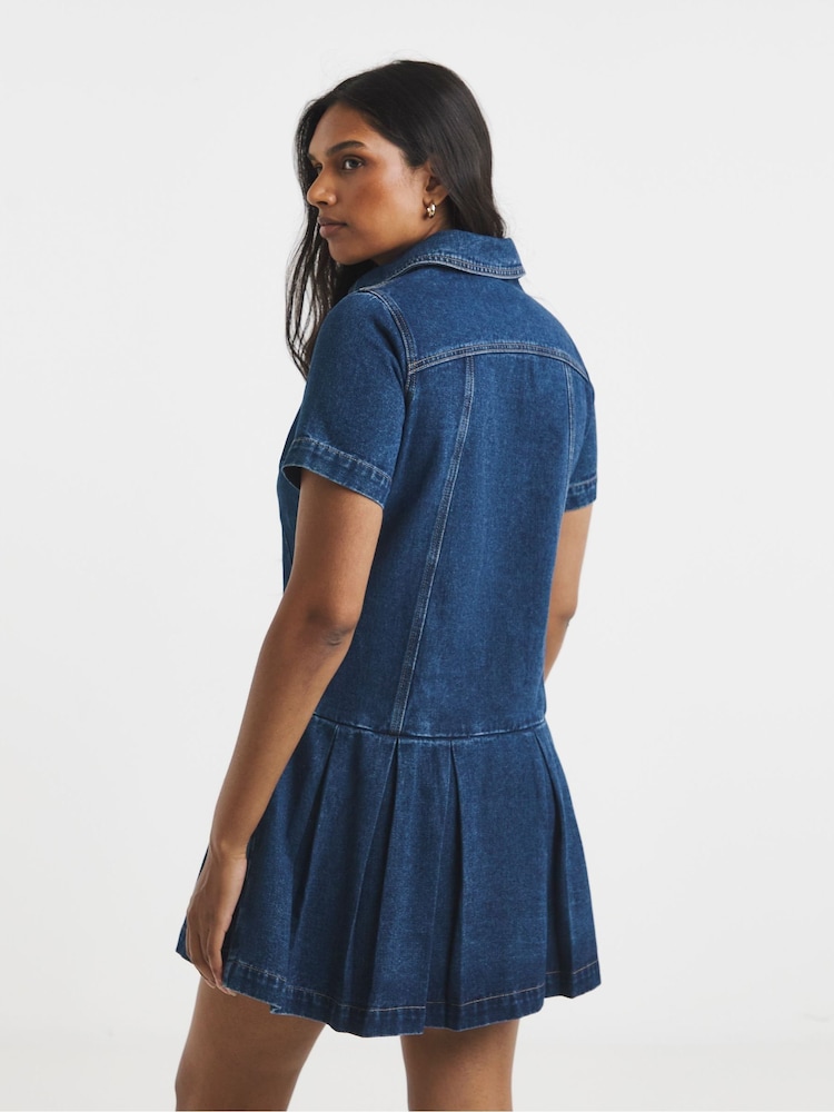 Simply Be Blue Denim Mod Dress - Image 2 of 4 Simply Be Blue Denim Mod Dress - Image 2 of 4