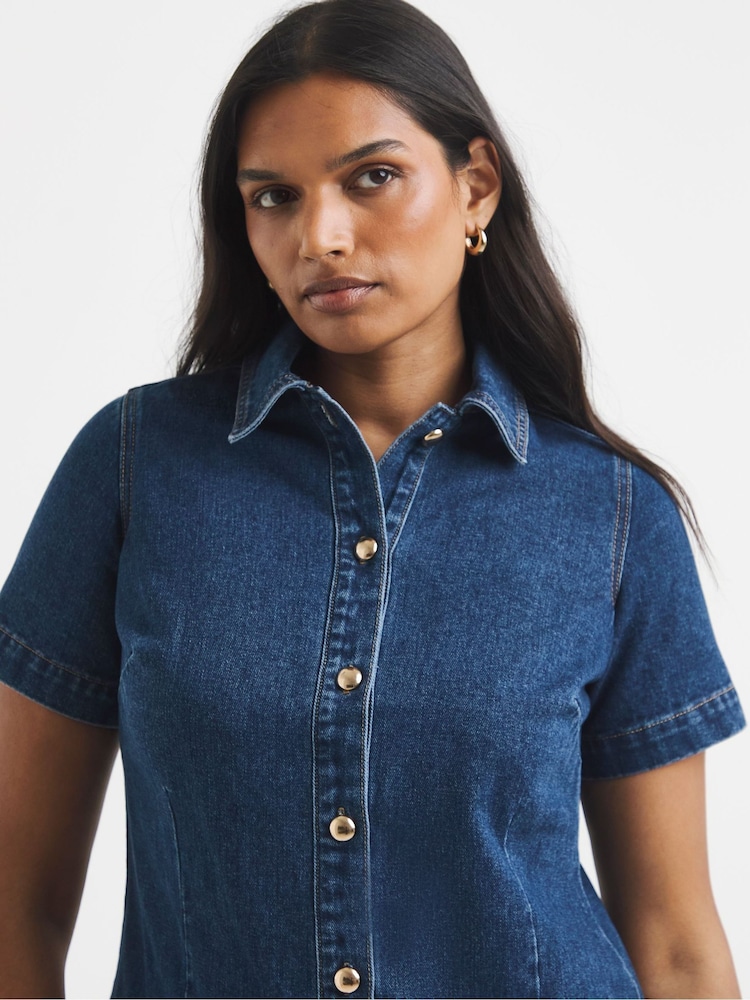 Simply Be Blue Denim Mod Dress - Image 4 of 4 Simply Be Blue Denim Mod Dress - Image 4 of 4
