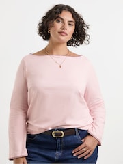 Simply Be Pink Whipstitch Edge Long Sleeve Top - Image 1 of 4