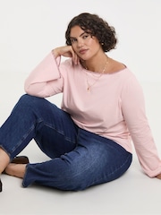 Simply Be Pink Whipstitch Edge Long Sleeve Top - Image 3 of 4