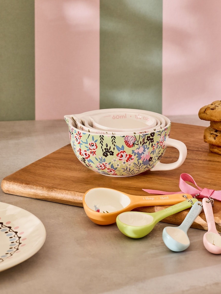 Cath Kidston Cream Painted Table Measuring Cups & Spoons - Image 1 of 4