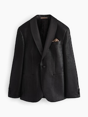 Black EDIT Slim Glitter Tuxedo Suit Jacket - Image 2 of 10