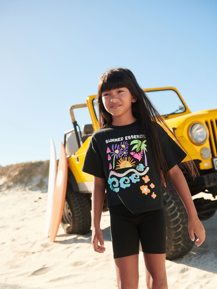 črna - Summer Sequin T-Shirt (3-16yrs) - Slika 2 iz 7
