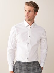 White Regular Fit Single Cuff Motion Flex Shirt - Image 1 of 8