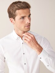 White Regular Fit Single Cuff Motion Flex Shirt - Image 4 of 8