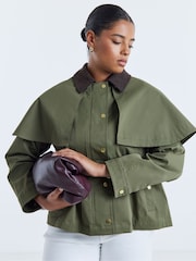 Simply Be Green Cord Collar Cape Raincoat - Image 1 of 4