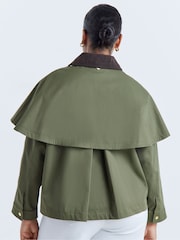 Simply Be Green Cord Collar Cape Raincoat - Image 2 of 4