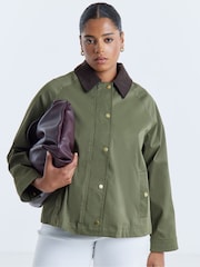 Simply Be Green Cord Collar Cape Raincoat - Image 3 of 4