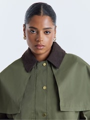 Simply Be Green Cord Collar Cape Raincoat - Image 4 of 4