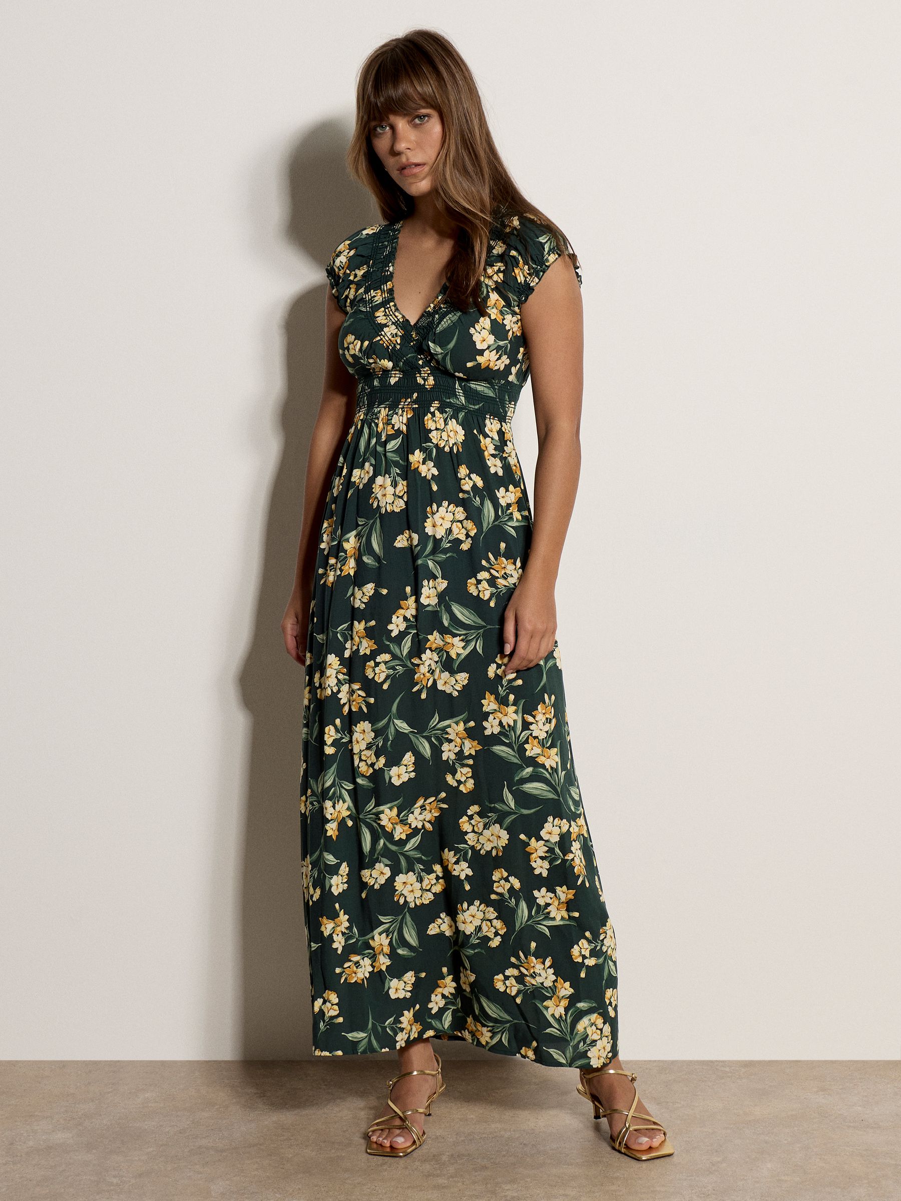 Buy Apricot Green Jasmine Floral Wrap Maxi Dress from the Next UK