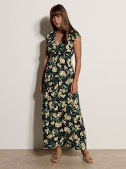 Apricot Green Jasmine Floral Wrap Maxi Dress - Image 1 of 4