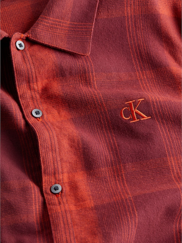Calvin Klein Red Pure Flannel Lounge 100% Cotton Pyjamas Set - Image 1 of 1