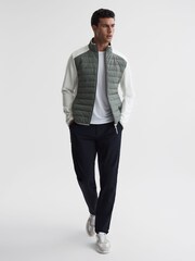 Reiss Sage/White Player Funnel Neck Hybrid Quilted Jacket - Image 3 of 7