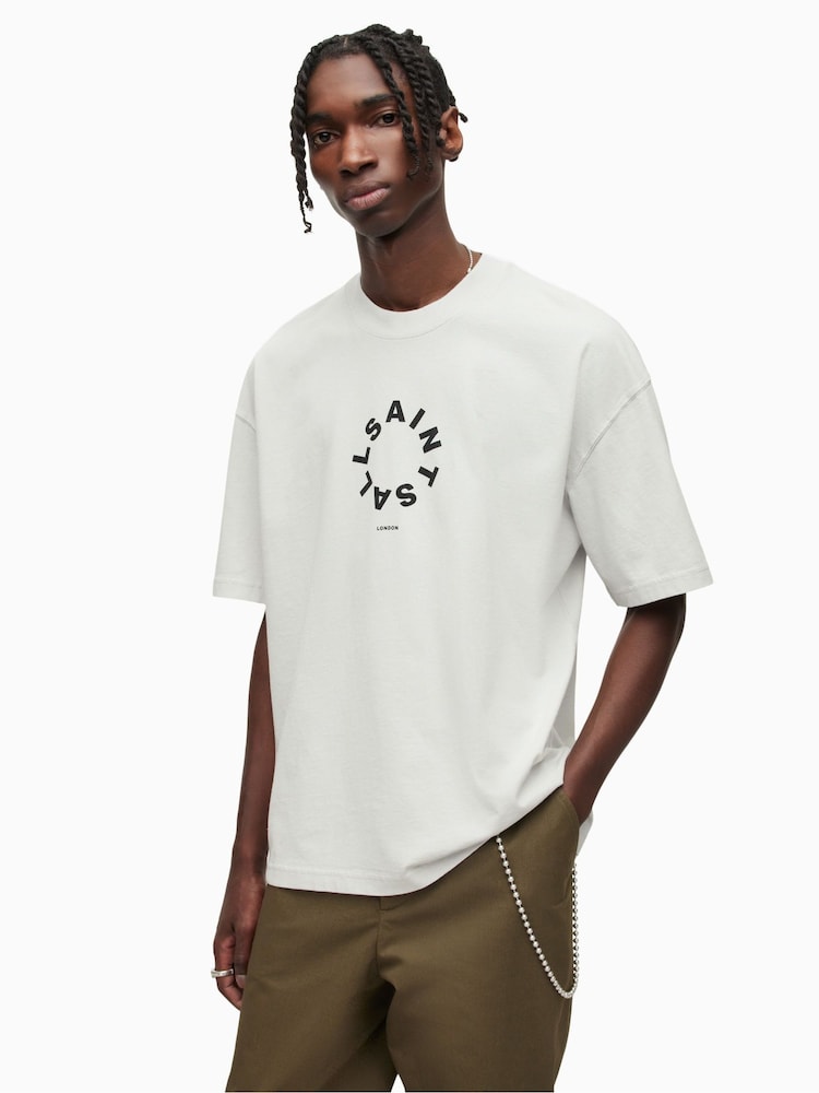 AllSaints Grey Tierra Short Sleeve Crew T-Shirt - Image 1 of 7