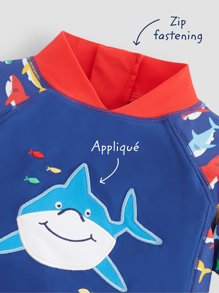 Marineblau/Haifischmotiv - JoJo Maman Bébé UPF 50 1-teiliger Sonnenschutzanzug​​​​​​​ - Bild 5 von 5