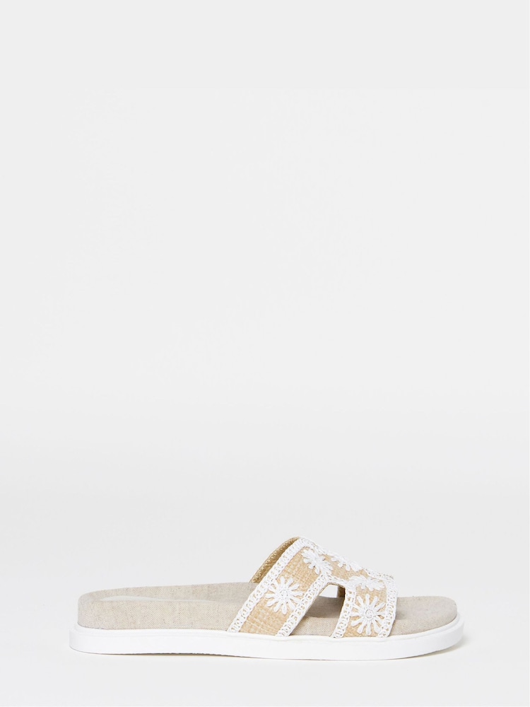 Simply Be White Embroidered Woven Sandals - Image 2 of 4