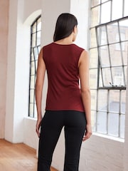 Brown Ruched Shoulder Side Detail Vest - Image 3 of 7