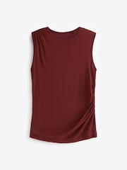 Brown Ruched Shoulder Side Detail Vest - Image 6 of 7