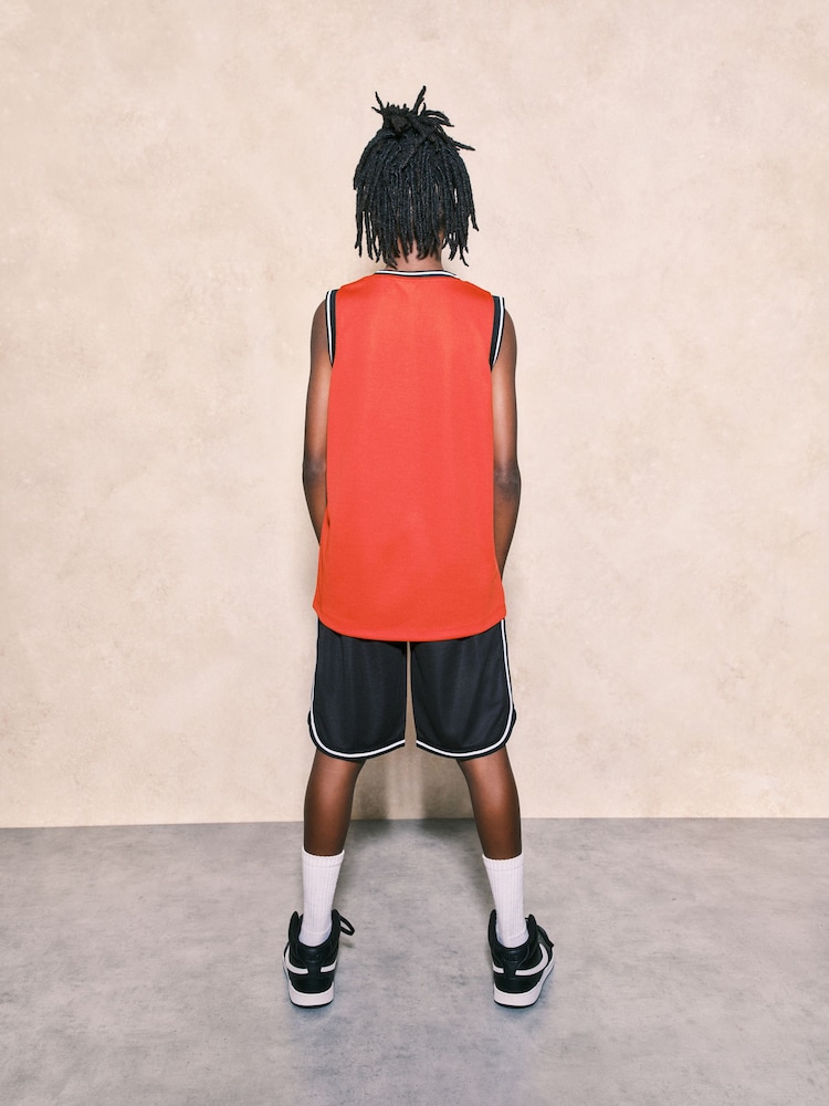 Red Chicago Mesh Vest and Shorts Set (3-16yrs) - Image 2 of 6