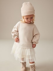 Cream Sweat Mesh Dress (3mths-7yrs) - Image 1 of 5