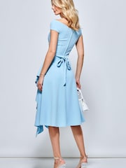 Jolie Moi Light Blue Desiree Frill Fit & Flare Dress - Image 2 of 5