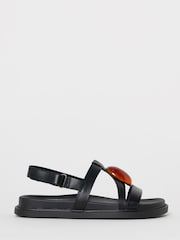 Simply Be Black Trim Detail Sandals - Image 1 of 3