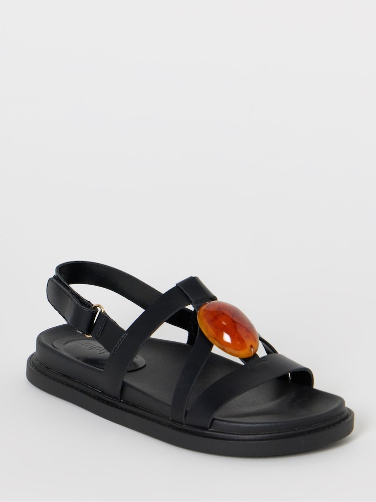 Simply Be Black Trim Detail Sandals - Image 2 of 3 Simply Be Black Trim Detail Sandals - Image 2 of 3