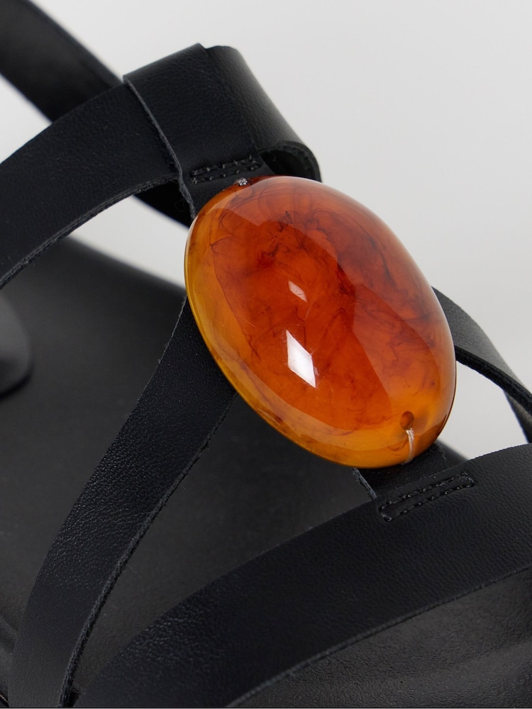 Simply Be Black Trim Detail Sandals - Image 3 of 3 Simply Be Black Trim Detail Sandals - Image 3 of 3